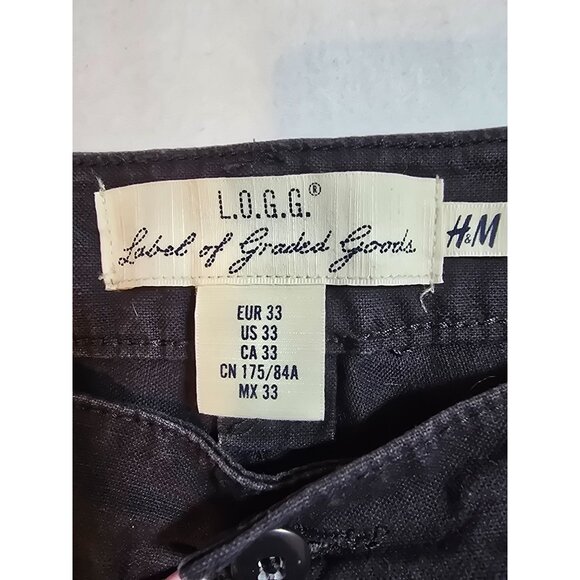 Mens H&M‎ L.O.G.G. Black Cotton Button-Fly Casual Shorts Size 33 - Picture 3 of 10